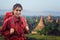 Asian lady backpacker walk in Bagan