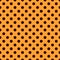 Asian lady beetle seamless pattern. Polka dot retro vector background. Fabric swatch with black medium circles on yellow. Repeat