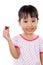 Asian Little Chinese Girl Holding Strawberry