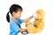 Asian Little Chinese Girl Playing Doctor with Teddy Bear