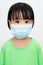 Asian Little Chinese Girl Wearing a Protective Mask