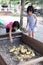 Asian Little Chinese Sisters Feeding Ducks