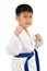 Asian Little Karate Boy in White Kimono