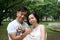 Asian lovely couple with shih tzu dog