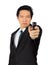 Asian male carry a gun on white