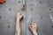 Asian male Climbing focus on hands