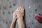 Asian male Climbing focus on hands