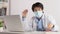 Asian Male Doctor Wear Mask Online Meeting in Serious Emotion