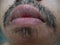 Asian male Mustache and Beard hair in close up.