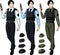 Asian male police officer holds taser