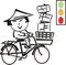 Asian man on bicycle cartoon