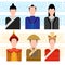 Asian Man, Chinese Male Profile Icon Set Social Network