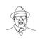 Asian Man or Gentleman Wearing a Fedora Hat and Sunglasses Smiling Continuous Line Drawing