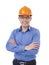 Asian man with orange safety hat