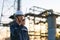 Asian man technician Industrial engineer using walkie-talkie in oil refinery for building site survey in civil engineering project