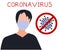 Asian man wearing a medical mask on his face. Coronavirus. Danger, prohibition, attention. Chinese virus, disease, epidemic