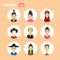 Asian Man And Woman Avatar Set Icon Female Male In Traditional Costume Profile Portrait Collection