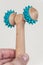 Asian massaging rollers to massage neck and back by yourself to relieve backpain and muscles stiffness, closeup, details