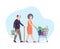 Asian mature couple going with shopping cart basket buying grocery at supermarket carrying purchase