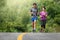 Asian middle aged couple  jogging exercise in park