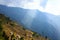 Asian mountain village and terrace fields at dawn Nepal, Himalaya, Annapurna Conservation Area