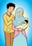 Asian muslim family and baby