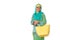 Asian muslimah woman with wicker tote bag.Isolated.Copyspace
