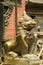 Asian mythological animal qilin guard statue in Kathmandu, Nepal