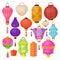 Asian paper traditional bright colorful lantern set