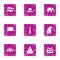 Asian pastime icons set, grunge style