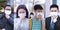 Asian people suffer from cough with face mask protection