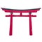 Asian red arch torii. Japan, China architectural element. Isolated on white background. 3d model, render