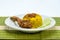 Asian\'s favourite dish : Chicken biryani with yellow rice.