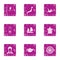 Asian seafarer icons set, grunge style