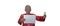 Asian seniior elder man in Chinese new year red costume holding white board space for holiday sale