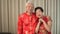 Asian senior couple celebrating Chinese New Year