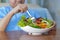 Asian senior or elderly old lady woman patient eating breakfast vegetable healthy food