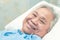 Asian senior or elderly old lady woman patient smile bright face with strong health while lying on bed