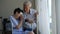 Asian senior love couple support care husband visit accident injure wife at hospital good partner relationship