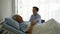 Asian senior old wife and husband couple worry take care partner at hospital love