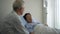 Asian senior old wife and husband couple worry take care sick partner at hospital love