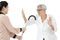 Asian senior refuses to use the walking stick,healthy old elderly after taking health supplement,illustration for products,