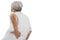 Asian senior woman with pain in the hip and back muscles,lumbago sore,old people suffering from backache in the lumbar region,