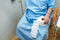 Asian senior woman patient in toilet with tissue in nursing hospital ward : healthy medical.