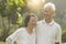 Asian seniors couple at outdoor park