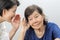 Asian seniors woman hearing loss