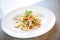 asian slaw with toasted almond slivers, elegant plating