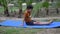 Asian smart kid doing yoga pose in the society park outdoor, Children\'s yoga pose. The little boy doing Yoga and meditation