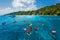 Asian Snorkeling Team on The Sea at Similan Island