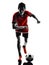 Asian soccer player young man silhouette
